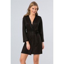 Türen Kadın Siyah Düz Sabahlık 3164