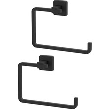 Kare Mat Siyah Paslanmaz Yuvarlak Kare Havluluk 2 Adet