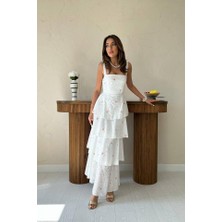 Aisha Elbise Pembe Kat Kat Arkası Bağlamalı Elbise