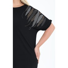 Bambu Bluz Yarasa Kol Taş Detaylı M-6xl