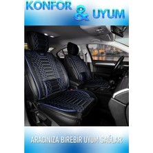 Castor Oto Peugeot 307 Uyumlu Lüks Deri Oto Koltuk Kılıfı Ön Arka Set Siyah Mavi Marjinal Model Cst
