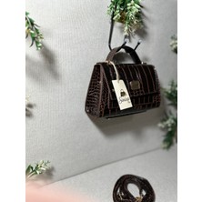 Kadın Mini Kroko Desen Ayarlanabilir Askılı El ve Omuz Çantası