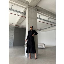 Krep Kumaş & Dantel Detaylı Astarlı Elbise