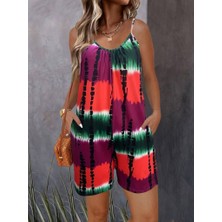 Modavera Kadın Ip Askılı Yuvarlak Yaka Cepli Kısa Şort Süprem Takım