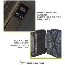 Vegmann Tartılı Scavel Siyah Büyük Boy Valiz