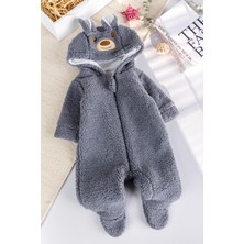 Kapüşonlu Welsoft Peluş Kışlık Kız/erkek Bebek Tulum