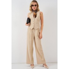 Gökyüzü Moda 6709 Yelek Pantolon Ikili Takım - Bej