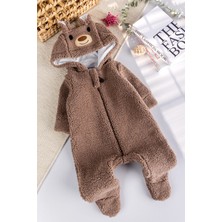Kapüşonlu Welsoft Peluş Kışlık Kız/erkek Bebek Tulum