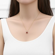 Rubellite Kırmızı Turmalin Zirkon Kolye (çelik kolye)