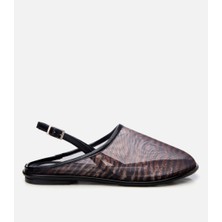 Hotiç Kadın Siyah Zebra Desenli Düz Sandalet