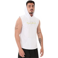 Musclecloth Icon Kapüşonlu Kolsuz T-Shirt Beyaz