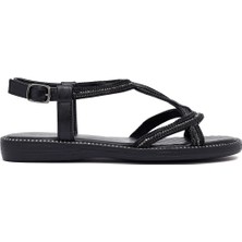 Kadın Siyah Taşlı Sandalet 25SFE464614