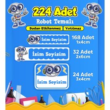 Robot Temalı Okul Kreş Kişiye Özel Isim Etiket Seti - Model 430