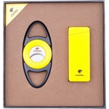 Cohiba Sarı Puro Çakmak ve Kesici Seti - CST0248