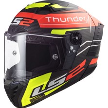 Ls2 Thunder Karbon Attack Mat Kırmızı-Neon Sarı Kask