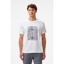 Erkek Regular Fit Baskılı T-Shirt - Beyaz