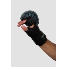 Hercules Fight Gear Mma Eldiveni - Desenli Siyah Mavi - Grappling, Bjj, Cage Fighting