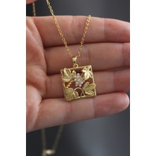 Monile Foliatum Zirkonyum Üzüm Yaprakli Kolye (çelik kolye)