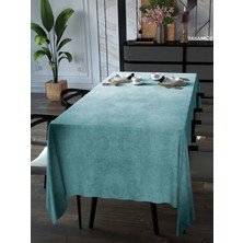 YAKAMOZ Nil Yeşili Kadife Dokulu Masa Örtüsü  Dertsiz Velvet Touch Serisi