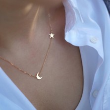 Ay Yıldız 14 Ayar Altın Kolye