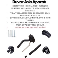 Gitar Duvar Askı Aparatı | Vidalı, Süngerli Tutucu | Keman & Ukulele & Saz Uyumlu | 2 Adet Pena ve Pena Şarjörü Hediyeli!