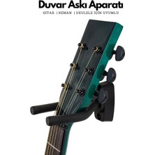 Gitar Duvar Askı Aparatı | Vidalı, Süngerli Tutucu | Keman & Ukulele & Saz Uyumlu | 2 Adet Pena ve Pena Şarjörü Hediyeli!