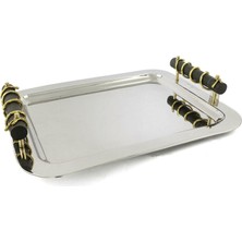 Mikasa Moor Branch Ahşap Kulplu Metal Tepsi 44X34X7CM