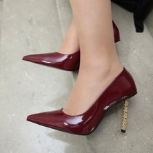 Bordo  Topuk Tedaylı Stiletto