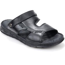 Papuçcity Aldmr 801 Ortopedik Erkek Masaj Tabanlı Hakiki Deri Sandalet Terlik