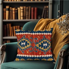 Kafkas Tarzı Tribal Motifli Çift Taraflı 43X43 cm Dekoratif Kırlent Kılıfı