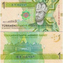 Banknoting Türkmenistan 1 Manat 2014 Tuğrul Bey Temalı. Çil Kondisyon.