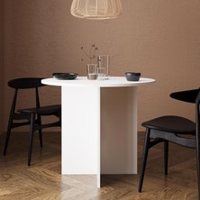 Bimossa L0120 Linet Yuvarlak Yemek Masası Salon Mutfak Masası 4 Kişilik – Beyaz