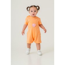 Kız Bebek Pamuklu Turuncu  Tulum - Kısa Kollu Yazlık