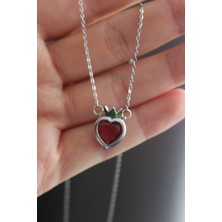 Fragaria Cor Kırmızı Kalp Zirkon Kolye (çelik kolye)