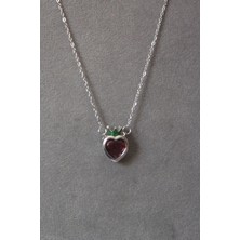 Fragaria Cor Kırmızı Kalp Zirkon Kolye (çelik kolye)