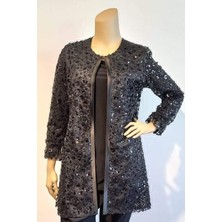 Ladies First Büyük Beden Siyah Ceket+Bluz Takım Kadın Şık Stil Özel Olaylar İçin 3957