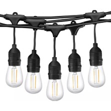 220V 5 Ampullü 5 Metre Bahçe Aydınlatma Seti – IP65, S14, 3000K, Dış Mekan Uyumlu