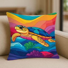 Karetta Karetta Desenli Kırlent Kılıfı – 43X43 Cm, Çift Taraflı, Fermuarlı, Yıkanabilir