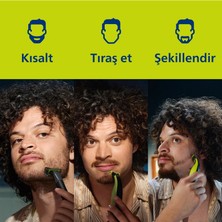 Philips Yıkanabilir Köpükle Ve Islak Kuru Kullanıma Uygun Çift Taraflı Oynar Başlıklı Hassas Ciltlere Uygun 3 Ayrı Taraklı 1mm 3 Mm 5 Mm 2jiletli One Blade Yüz Ve Vücut Şekillendirici Traş Makinesi