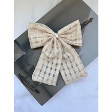 Desenli Kumaş Büyük Fiyonk Saç Tokası – Klipsli Model