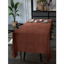 YAKAMOZ Kiremit Rengi Kadife Dokulu Masa Örtüsü  Dertsiz Velvet Touch Serisi