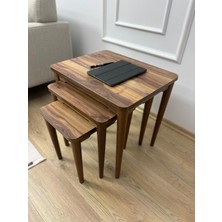 Ultra Lüks Mdf 3'lü Ceviz Zigon Sehpa