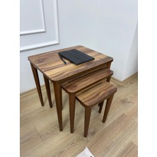 Ultra Lüks Mdf 3'lü Ceviz Zigon Sehpa