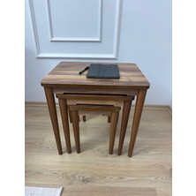 Ultra Lüks Mdf 3'lü Ceviz Zigon Sehpa