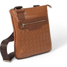 Paftalı Deri Unisex Mini Postacı Çanta – Suni Deri, Çapraz Askılı, Fermuarlı, 17X15X4 cm