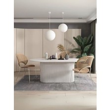 Gazzini Furniture Luna Oval Beyaz Ahşap Bohem Masa 80X150