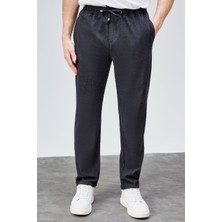 Erkek Antrasit Relaxed Fit Yandan Cepli Beli Lastikli Bağcıklı Duble Paça Jogger Pantolon BOLT-1995