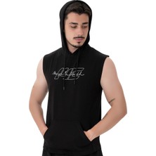 Musclecloth Icon Kapüşonlu Kolsuz T-Shirt Siyah