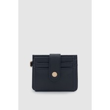 Fione Çıtçıt Kapamalı 6 Bölmeli Çıkarılabilir Anahtarlıklı Mini Kadın Cüzdan Siyah