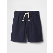 Gap Erkek Bebek Lacivert Poplin Pull-On Şort Desensiz Normal Bel Özelliği ile Rahat Kullanım